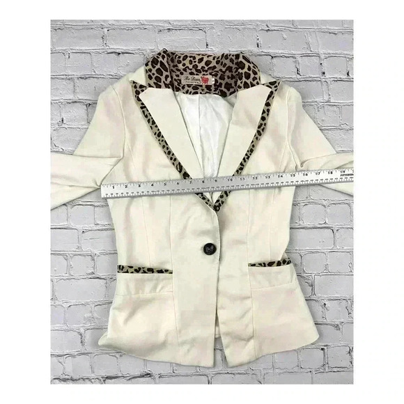 Beige Cheetah Print Women's Blazer SMALL Lined Women's - Picture 6 of 7